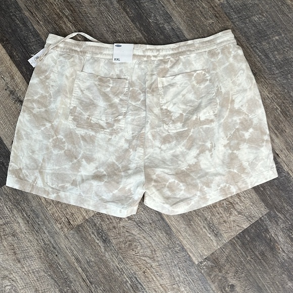 Old Navy loose fit drawstring shorts linen blend white cream elastic waist women - Picture 3 of 9